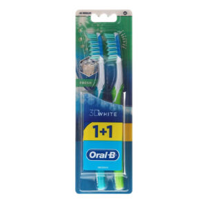 مسواک اورال بی مدل 3d white fresh با برس مديوم بسته 2 عددی