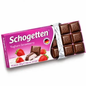 شکلات تخته ای شوگوتن با مغز ماست توت فرنگی (۱۰۰ گرم) schogetten