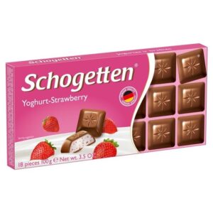 شکلات تخته ای شوگوتن با مغز ماست توت فرنگی (۱۰۰ گرم) schogetten