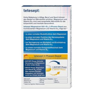 مکمل غذایی Tetesept Magnesium 500 + B12 Forte