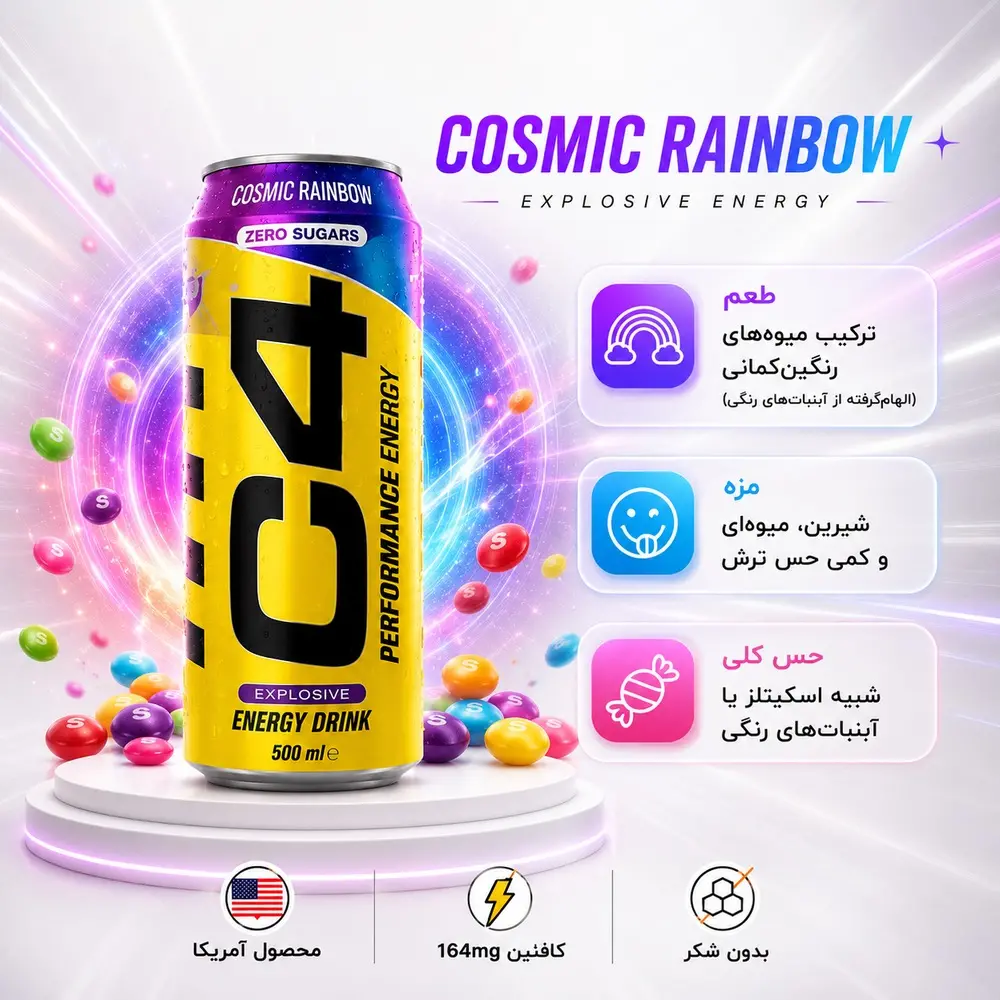 طعم لیموناد و تمشک نوشیدنی انرژی‌زا C4