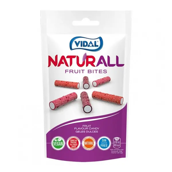 vidal-naturall-fruit-bites-180g پاستیل ویدال نچرال مدل لوله ای بدون گلوتن 180 گرمی