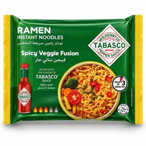 نودل رامن فوری تاباسکو با طعم سبزیجات تند مدل Spicy Veggie Fusion وزن ۷۵ گرم