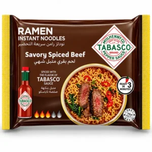 نودل رامن فوری تاباسکو با طعم گوشت گاو ادویهدار مدل Savory Spiced Beef وزن ۷۵ گرم