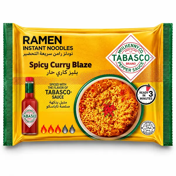 ee4318a3-ae43-417e-b037-f4117dbca724 نودل رامن فوری تاباسکو با طعم کاری تند مدل Spicy Curry Blaze وزن ۷۵ گرم
