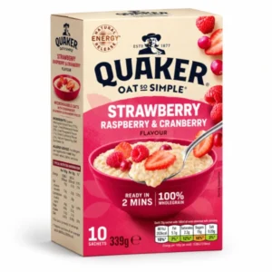 اوتمیل فوری کواکر Quaker طعم توت‌فرنگی، تمشک و کرنبری - 339 گرم