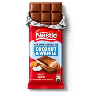 شکلات شیری و سفید نستله با مغز نارگیل و ویفر Nestlé Coconut & Waffle