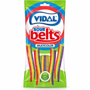 پاستیل نواری ترش ویدال Vidal Sour Belts Multicolor وزن 90 گرم