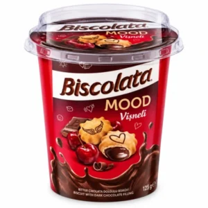 بیسکوییت با مغز شکلات آلبالو لیوانی بیسکولاتا مود وزن ۱۲۵ گرم biscolata mood
