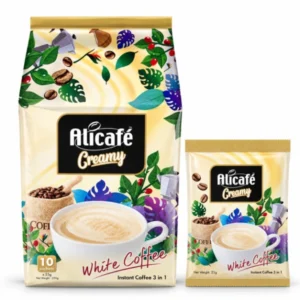 کافی میکس کرمی علی کافه Alicafe مدل White Coffee بسته 10 ساشه