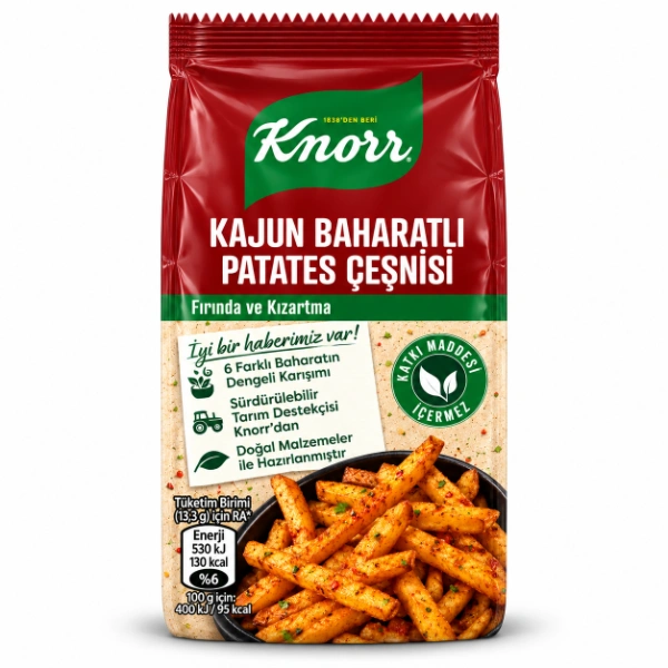 resized_875e9304-0065-4e03-ba2f-2c518c0bd248 ادویه و چاشنی مخصوص سیب زمینی کنور Knorr Kajun Baharatli Patates Cesnisi وزن 60 گرم