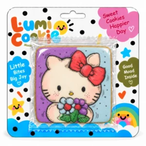 کوکی دستساز لومی کوکی Lumi Cookie طرح هلو کیتی با دسته گل